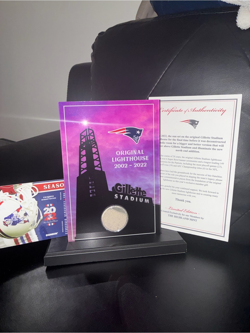 Gillette Stadium Original Lighthouse 2002-2022 Commemorative Plaque - Purple